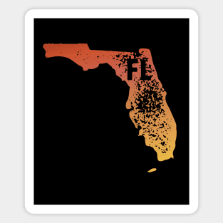 US state pride: Stamp map of Florida (FL letters cut out) Magnet